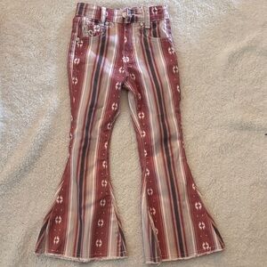 Kids Striped Flare Pants - Red and White